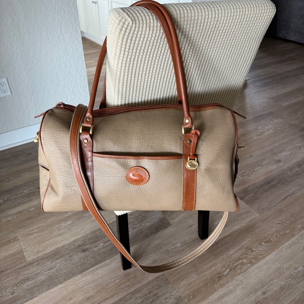 Large Vintage Dooney & Bourke Weekender Travel Bag Leather Purse Shoulder Bag